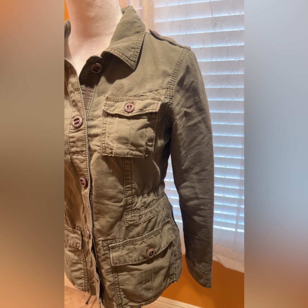Eddie Bauer | Women’s Olive/Sage Green Utility Jacket Trench Coat Small - Picture 6 of 10